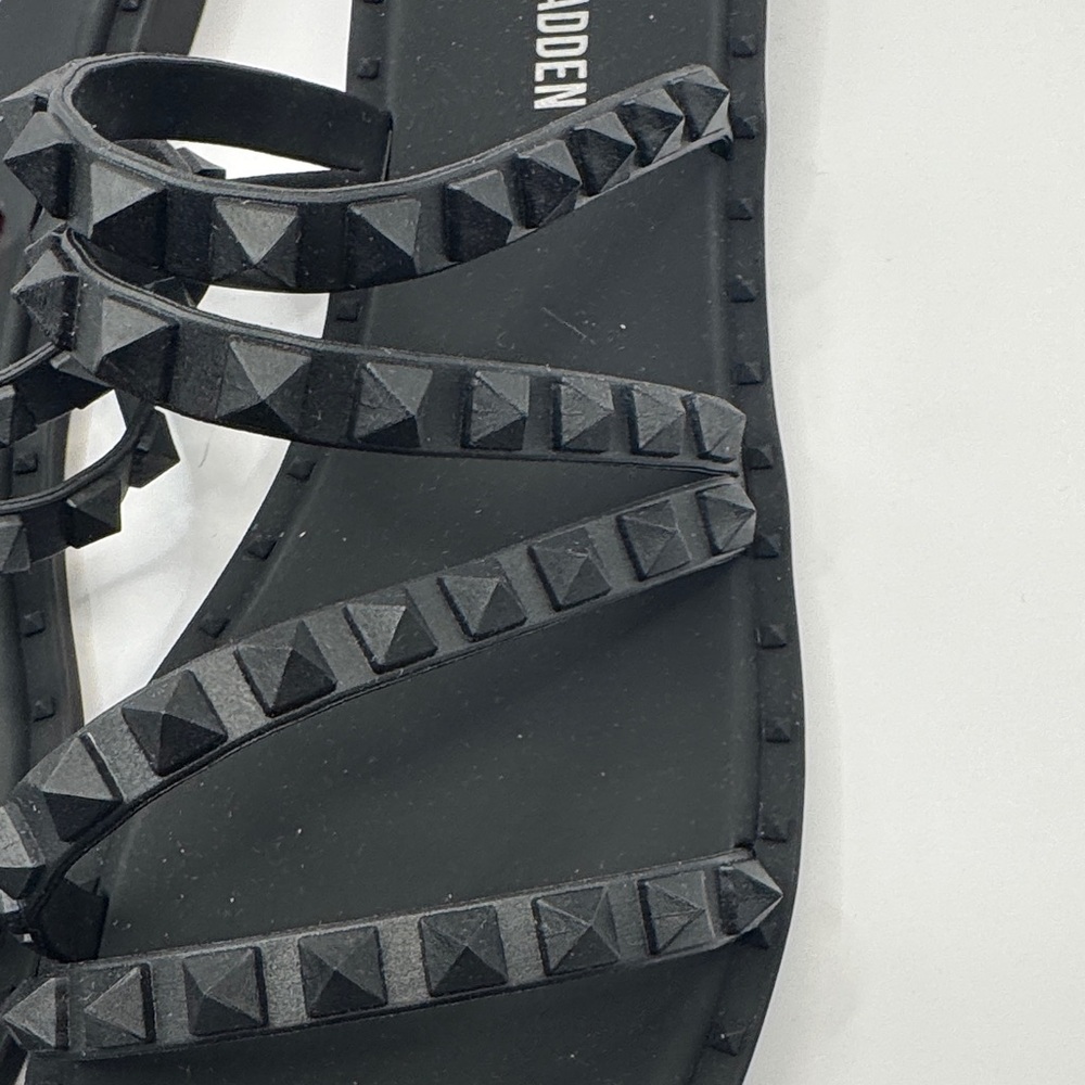 Steve Madden Black Studded Strappy Slide Sandals - Picture 3 of 6